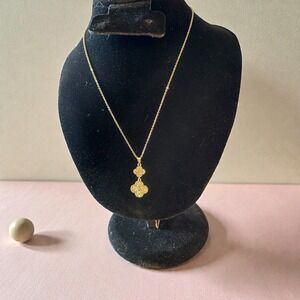 Adina Eden Gold Tone Pavé Clover Pendant Necklace Double Drop New/Never Worn 20